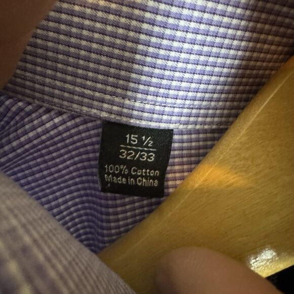 S David Donahue Shirt Mens 15.5 32/33 Purple Long Sleeve Button Up Dress - Picture 4 of 8